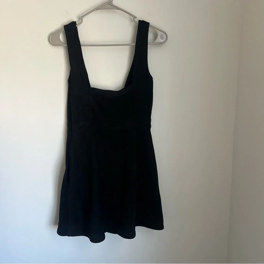 Anthropologie Black Mini Pinafore Dress
